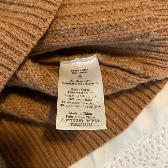 Everlane XS The Felted Merino Half-Zip Sweater Caramel Brown Honey Cropped wool - Picture 5 of 5